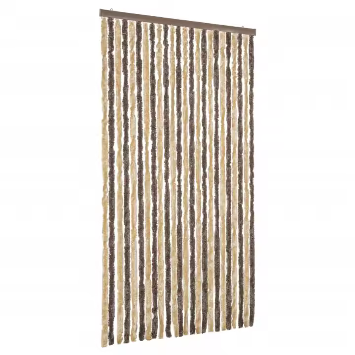 vidaXL Cortina Antimoscas Persiana Chenilla 100x200 cm Color dark brown and beige,  Marrón y beige,  Marrón y mas - 1