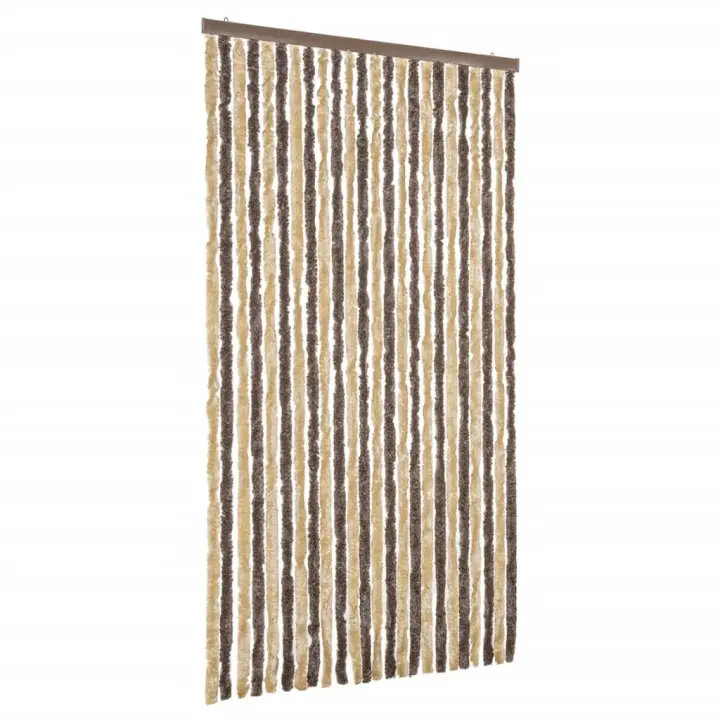vidaXL Cortina Antimoscas Persiana Chenilla 100x200 cm Color dark brown and beige,  Marrón y beige,  Marrón y mas - 1