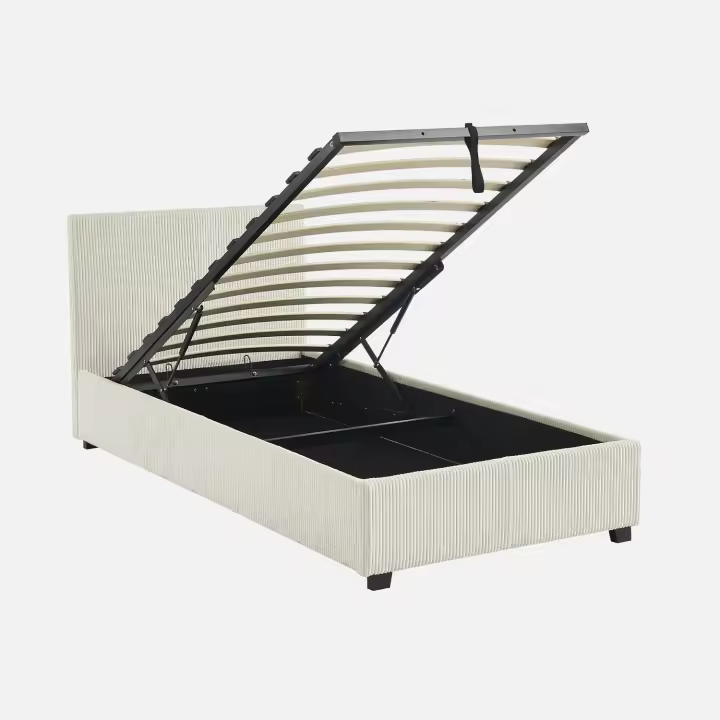 sweeek - Cama con somier abatible y cabecero 90x190cm, acabado en pana fina , Avalon , 202x97x86 - 1