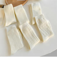 Calcetines Blancos Para Mujer Estilo Preppy Con Rayas Sencillos Y Comodidad Algodón Poliéster Spandex Casual Color Sólido - details 8