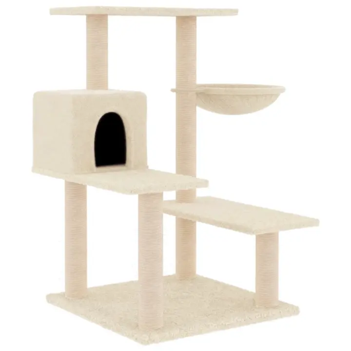 vidaXL Rascador para Gatos con Postes Árbol Torre de Escalada Sisal Color Crema,  Gris claro,  Gris oscuro y mas - 1