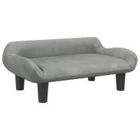 vidaXL Cama para perros de terciopelo gris claro 70x40x24 cm - details 1