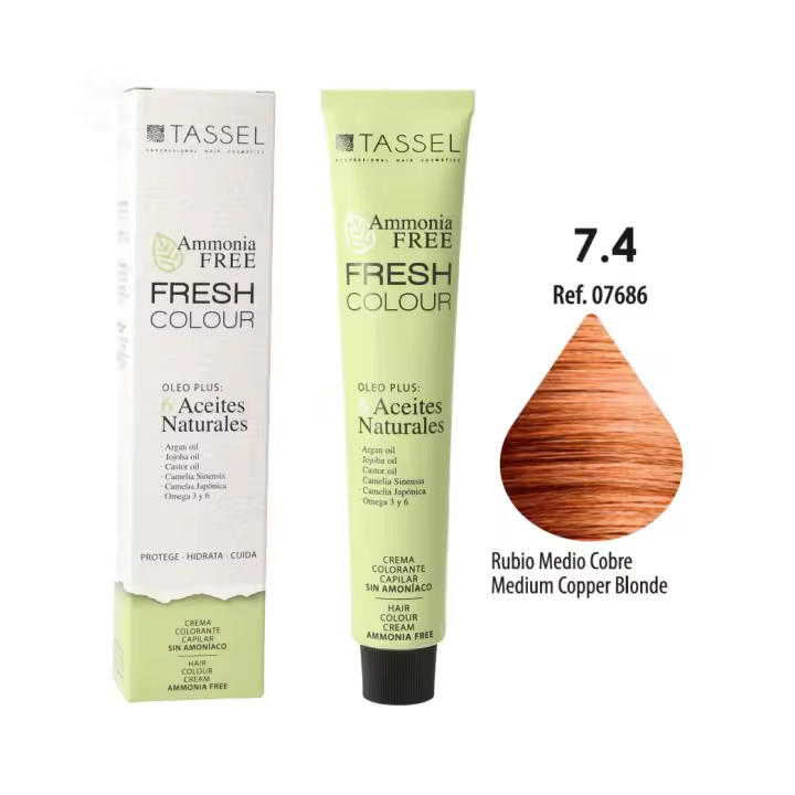 Tinte Fresh Colour sin Amoniaco 100ml: 7.4 Rubio medio cobre - Tassel - 1