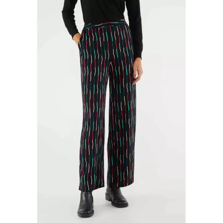 Compañia Fantastica Pantalón Mujer Recto Rayas Negro - 1
