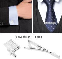 Juego de 3 pinzas para corbata y Gemelos para hombre, pinzas para camisas de Negocios, pinzas para corbata, pinzas para Barra de corbata para Bodas, Fiestas, reuniones de Negocios, Día del Padre, día de San Valentín - details 0