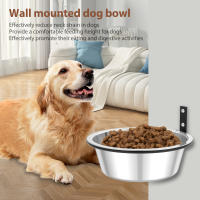 2 Pack Almohadillas De Comida Y Agua Para Perros Montadas En La Pared Acero Inoxidable Plegable De Alto Ajuste Para Gatos - details 2
