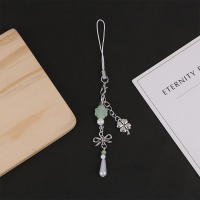Llavero Estilizado Con Colgante De Huesos De Four Leaf Clovers Hecho a Mano Con Cuentas De Bisagra Para Teléfono Móvil - details 2