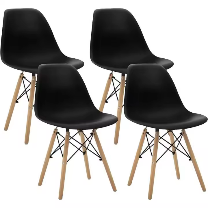 ALLinlife Silla de comedor de estilo moderno ensamblada Silla DSW moderna de mediados de siglo, silla de plástico Shell Lounge para cocina, comedor, dormitorio, sala de estar Juego de 4 sillas laterales - 1