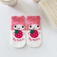 Calcetines Sanrio Hello Kitty Para Mujer 5 Pares Diseño De Dibujos Animados Harajuku Kawaii De Algodón Rosa Calcetines Cortos Casual - details 8