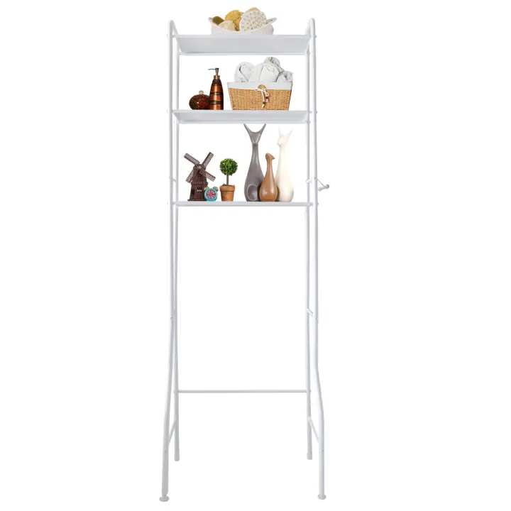 Estantería Baño sobre Inodoro WC Nyana Home Cuarto de Baño 3 Alturas Patas Ajustables Fabricada en Acero Incluye Accesorios - 1