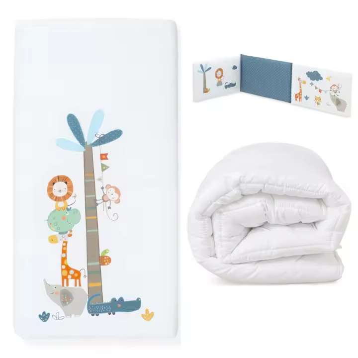 Interbaby Set 2 piezas desenfundables: Funda nórdica y Chichonera León Palmera - Medidas para cuna con medias estándar 120x60 - 1