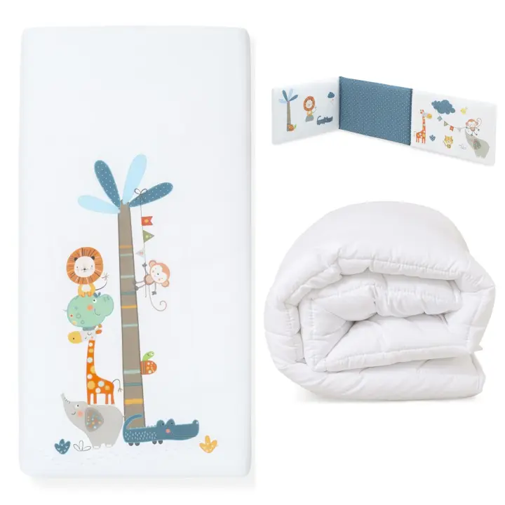 Interbaby Set 2 piezas desenfundables: Funda nórdica y Chichonera León Palmera - Medidas para cuna con medias estándar 120x60 - 1