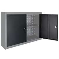vidaXL Armario de herramientas de pared industrial metal gris y negro - details 3