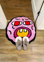 Alfombra Rosa Cherry Bomb De LAKEA Alfombra Tejida a Mano Para Decoración De Habitaciones Estilo Kawaii Pequeña Alfombra Con Diseño De Círculos Y Agujeros Para Dormitorio - details 1