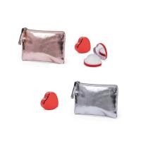 Lote de 10 Bálsamos de Labios Corazón con Espejo y Monedero en Plata, Oro Rosa - Regalos para Invitadas de Boda, Aniversarios, Comuniones y Bautizos - details 0