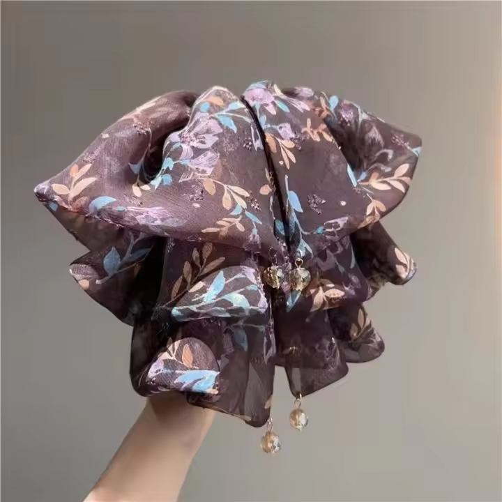 Clip Para El Cabello De Floración Linda Con Lazo Para Cola De Caballo Accesorio De Peinado Para Mujer Estilo Fashion - 1