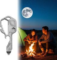 Multiherramienta 24 en 1, herramienta de bolsillo portátil de acero inoxidable con forma de llave, llavero con abrebotellas, llave inglesa de supervivencia al aire libre, herramienta universal, mini - details 1
