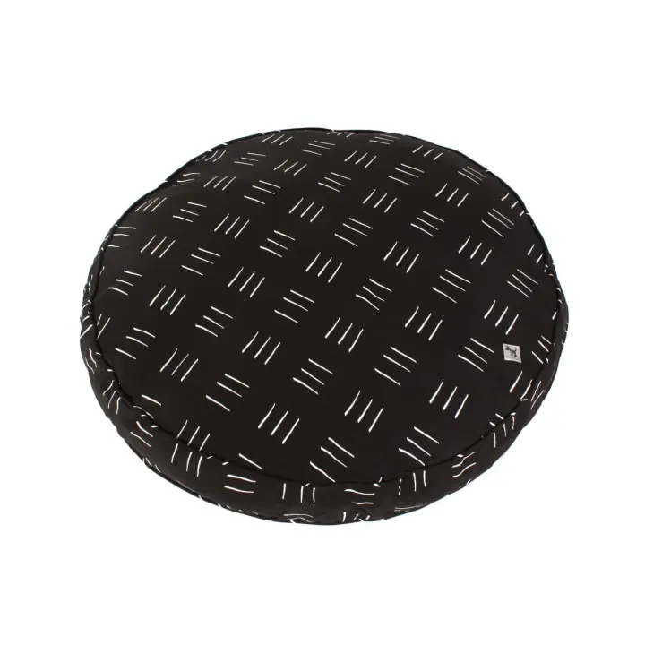 Funda de Cama Rellenable y Sostenible para Perros y Gatos Molly Mutt - Modelo Dreams (líneas blancas, fondo negro) - Edredón en Lona 100% algodón transpirable y certificado - Lavable a máquina - Diversos Tamaños - 1