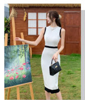 Vestido De Encaje REALEFT Para Mujer Estampado De Verano Sin Mangas Cuello En O Vestido De Tubo Ajustado Rodado De Rodilla Estilo Vintage - details 5
