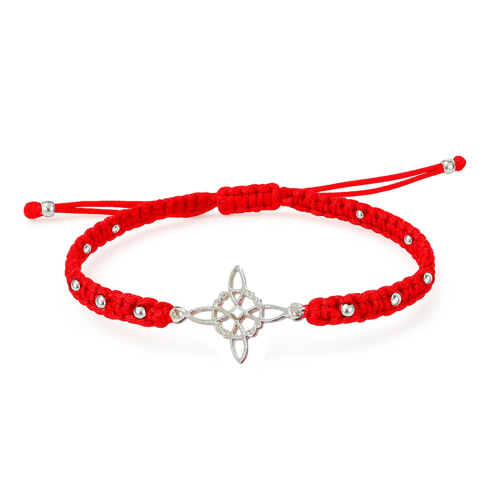 Pulsera roja doble protección Nudo de bruja y Tetragrámaton Material Plata de ley 925  incluye pulsera de los 7 nudos de regalo