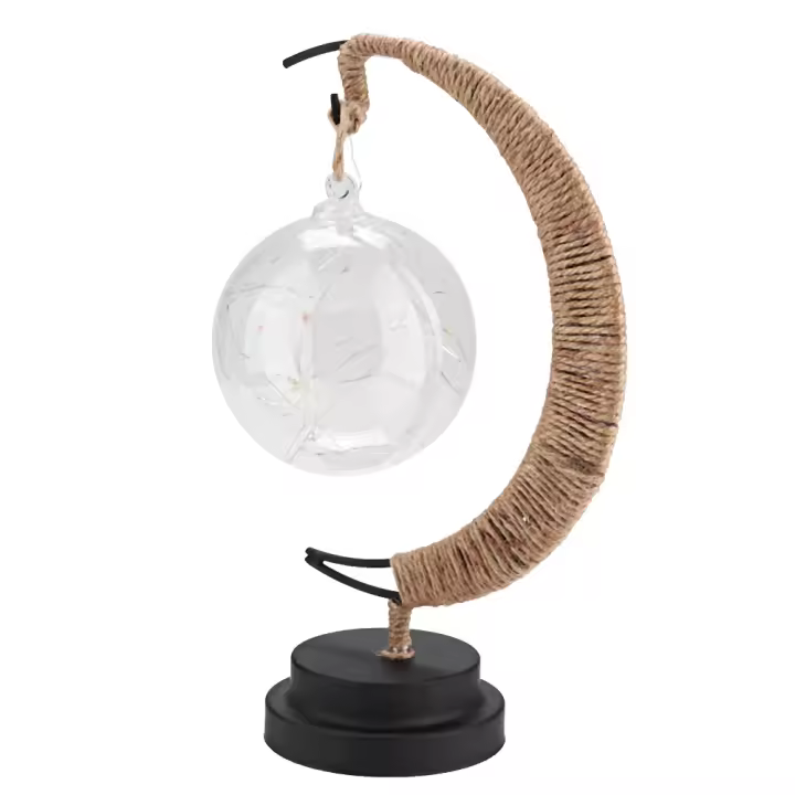 ZP Luz de NocheGlass Luna Bola De Hierro Arte Decoración Luz La Noche con LED Lámpara Alambre Cobre sin Batería - 1