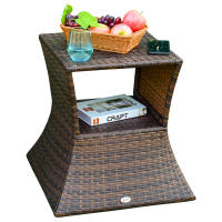 Outsunny Mesa de Centro Ratán con Agujero para Sombrilla Mesita de Café Té Mesa Auxiliar para Exterior Terraza Patio 54x54x55cm - details 5