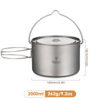 TOMSHOO Sartén De Camping De Titanio Ultraligera Con Tapa Y Mango Plegable Para Cocina Al Aire Libre Tamaños 0.75L/0.9L/1.1L/1.6L/2L/2.8L - details 12