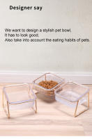 Tazón Doble Para Gatos Con Altura Y Soporte Dorado Alimento Agua Transparente Resina Cuadrado Para Perros Suministros De Alimentación - details 3