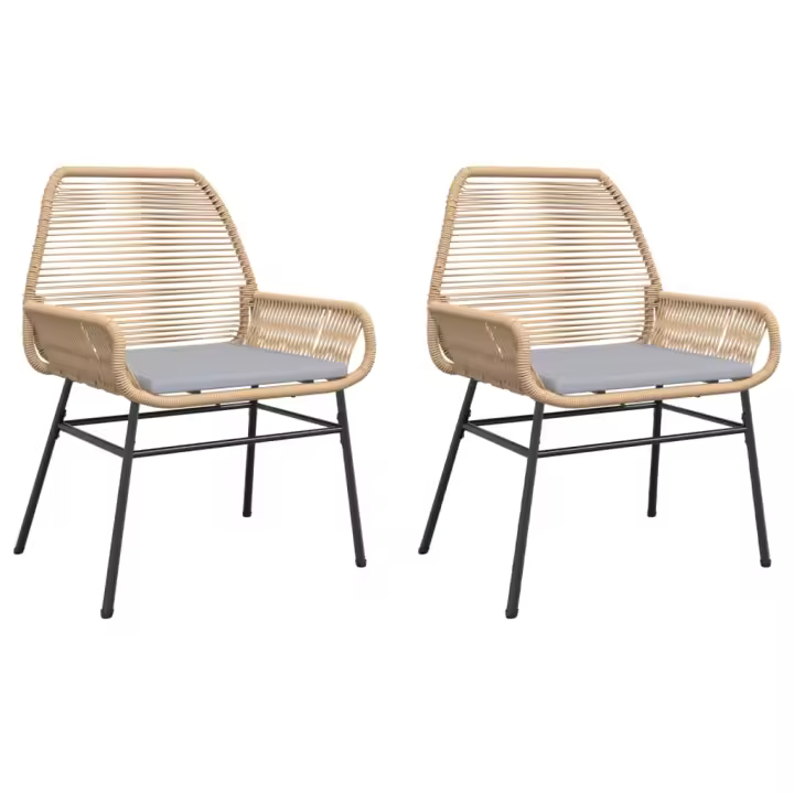 vidaXL Sillones de jardín con cojines 2 uds ratán sintético marrón - 1