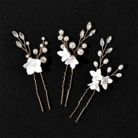 Peinado De Novia Con Three-piece U-shaped Pearl Flower Hairpin Accesorios De Moda Para Mujer Aleación De Aluminio Joyería De Boda - details 8