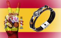 Pulsera de Cuero Saxofón Colores Bandera de España Cierre de Seguridad Acero Inoxidable Ajustable - details 2