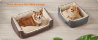 Feandrea Cama para Perros, Sofá Cama para Mascotas, Alfombra Extraíble y Reversible, Bordes Elevados, Base Antideslizante, Talla M, 70 x 55 x 21 cm, Gris Paloma y Beige Arena/Marrón Café y Beige Arena - details 2