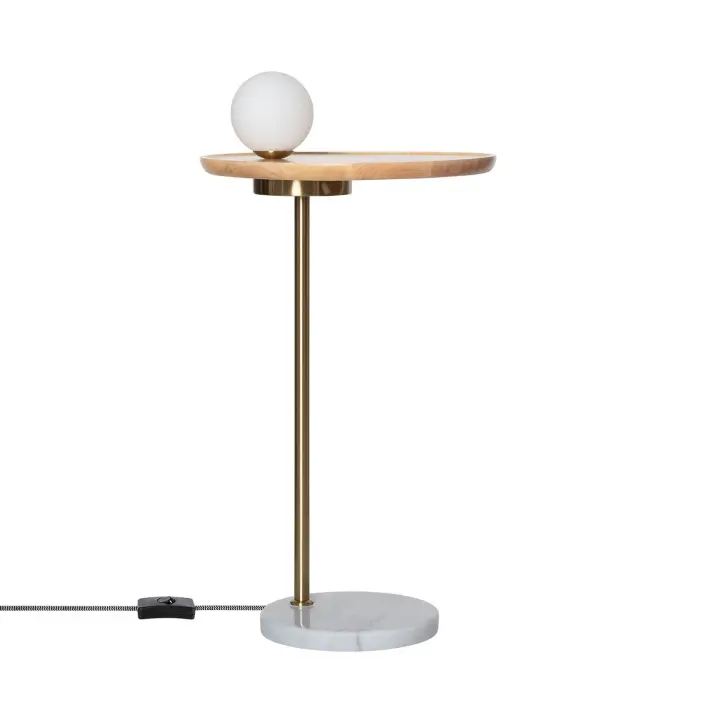 Ledkia Lámpara de Mesa Madera y Cristal Brandt Blanco / Dorado - 1