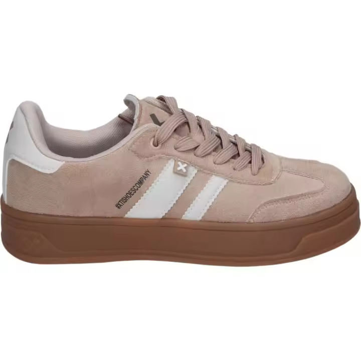 XTI | Zapatillas con Plataforma XTI para Mujer – Deportiva en Color Beige con Detalles en Blanco – Sneakers con Cordones – Plataforma Media y Cómoda –Casual – Versátiles – Vegan – Modelo 143644 - 1