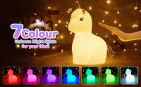 Unicornio Luz Nocturna Infantil, 7 Colores Lampara Bebe Noche, Silicona Luz Bebe Nocturna, Capacidad de la bateria1200mAh, Luz Quitamiedos Infantil Luz, Unicornios para Niñas, Conexion USB - details 1
