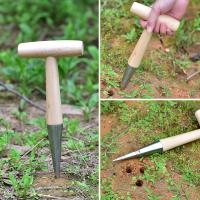 Dibber De Mano 1pc En Acero Inoxidable Con Mango De Madera Para Sembrar Semillas Transplantar Plantas Y Plantar Bolas De Ajo Herramienta De Jardinería - details 1
