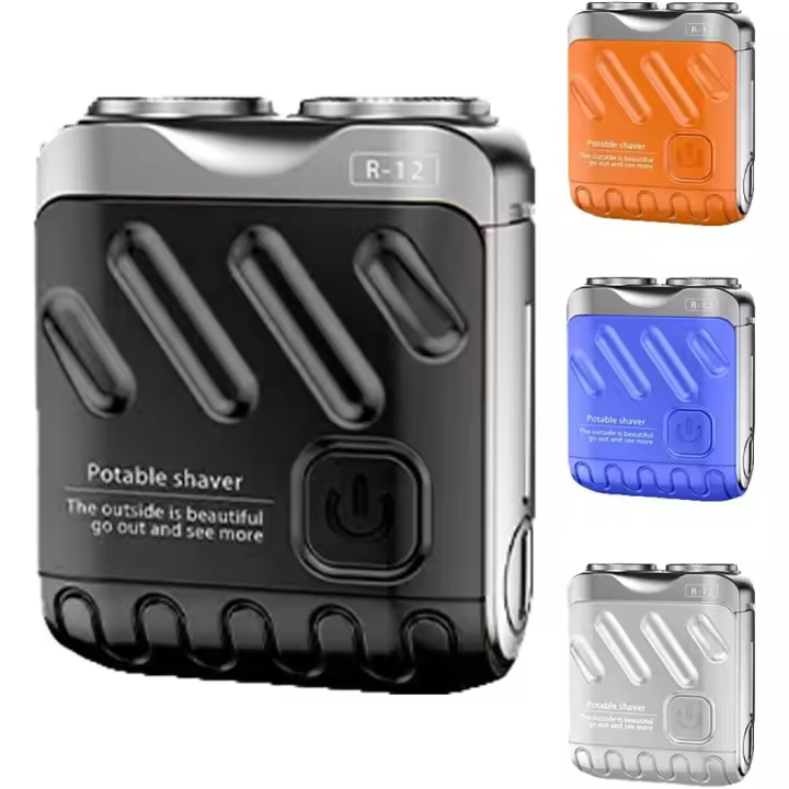Mini afeitadora eléctrica portátil para hombre, nueva afeitadora eléctrica rotativa de doble cabezal (2025), pequeña afeitadora semiautomática recargable para el hogar y viajes (negra) - 1