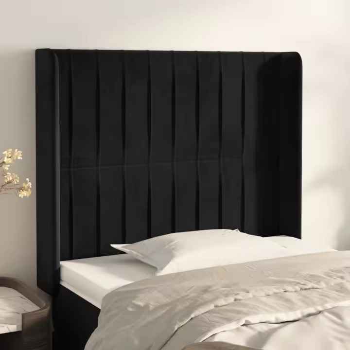vidaXL Cabecero con orejas de terciopelo negro 93x16x118/128 cm - 1