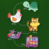 Puzzle 3D De Madera Con Animales Y Coches Para Niños Juguete Educativo Montessori Tablero De Bloques De Alineación Para Escritorio - details 4
