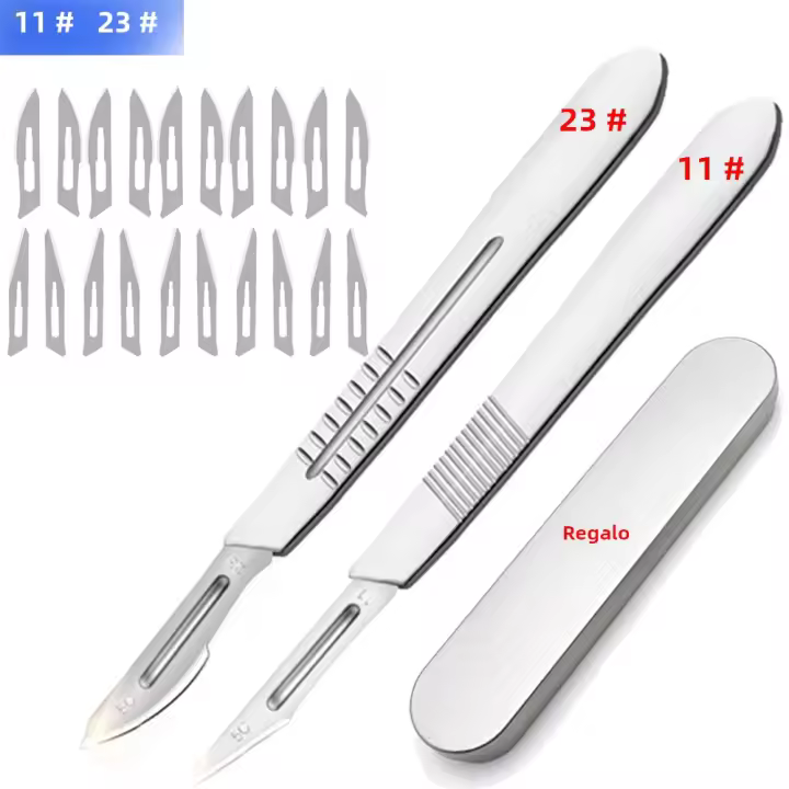 20pcs Hojas De Afilado De Acero De Carbono 11# 23# Para Scalpel Cuchillo Metálico Grueso Con Mango Antideslizante Para Cirugía Y Reparación PCB Herramienta De Corte DIY - 1