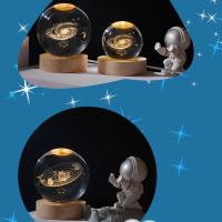 Lámpara De Cristal 3D Con Proyecciones De Galaxia Y Planetas Luz Nocturna USB Para Atmosfera Acogedora Ball De Plasma - details 2