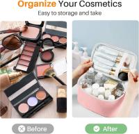 Bolsas de Cosméticos para Mujeres, paquete de 3 bolsas de Cosméticos de cuero portátiles con Cremallera impermeable, juego grande de Organizador de bolsas de Cosméticos de viaje para Mujeres y niñas - details 2
