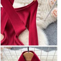 Vestido Largo Elegante De Otoño Invierno Para Mujer Con Cuello Haltera Y Cintura Ajustada Vestido Bodycon Coreano Para Oficina Vestidos De Suéter - details 19