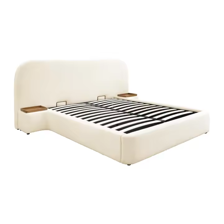 Cama arcón 140 x 200 cm con mesitas - Tela de rizo - Blanco - ESTERIA de Maison Céphy - 1