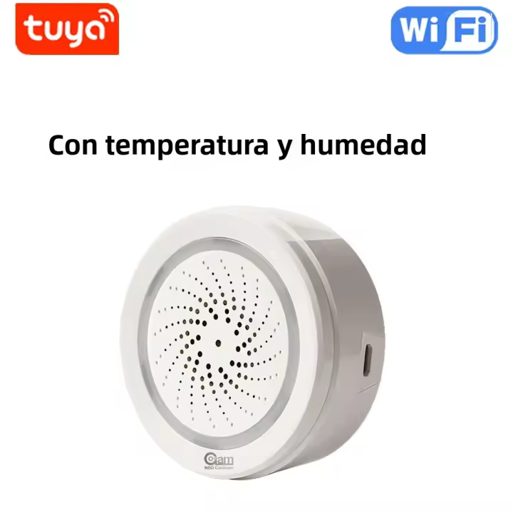 NEO Coolcam Sirena Inteligente Tuya Wifi Con Sensor De Temperatura Y Humedad Compatible Con Echo Google Home Asistente - 1