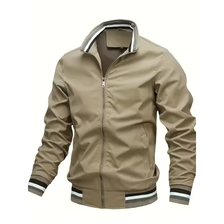 Chaqueta Deportiva Informal para Hombre – Estilo Safari Transpirable, Color Sólido con Detalle de Rayas, Moda Primavera-Verano 2024 - 1