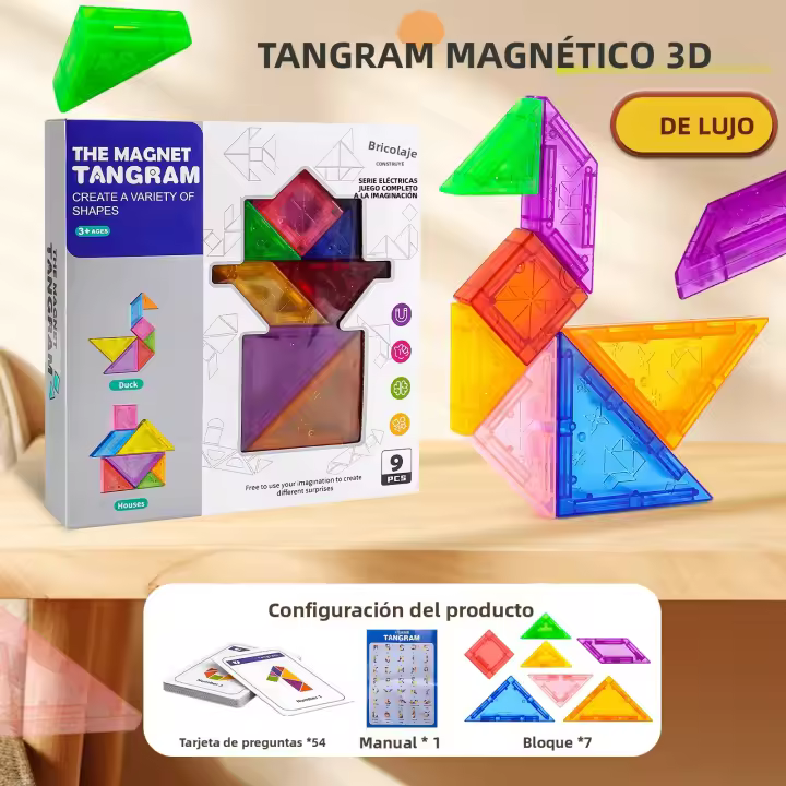 Juguete Magnético Tangram Para Estudiantes De Escuela Primaria Bloques De Construcción Geométricos Juguete Creativo Y Educativo Para Niños Y Niñas - 1
