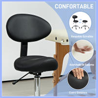 HOMCOM Taburete Giratorio Taburete con Ruedas y Respaldo Extraíble Taburete de Trabajo con Altura Regulable 83-98 cm Asiento Tapizado de Cuero Sintético Negro - details 3