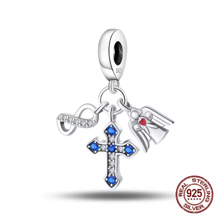 Encanto De Cruz Corona Virgen María En Plata De Ley 925 Para Pulseras Pandora Joyería Fina Para Mujer Regalo Irregular - 1
