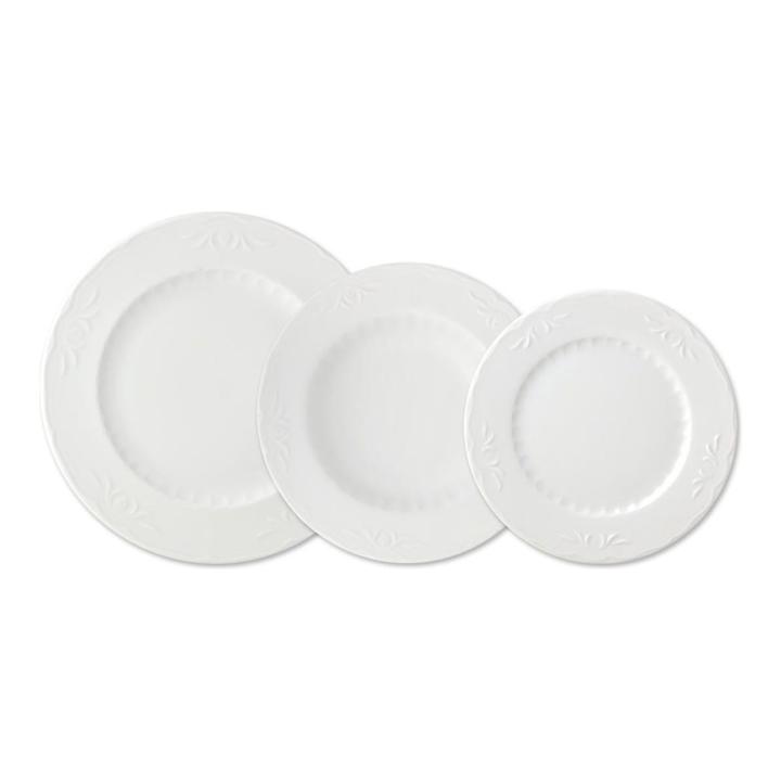 Santa Clara - Vajilla completa 12 Piezas de Porcelana Decorada, Incluye 4 Platos Llanos, 4 Platos Hondos y 4 Platos de Postre